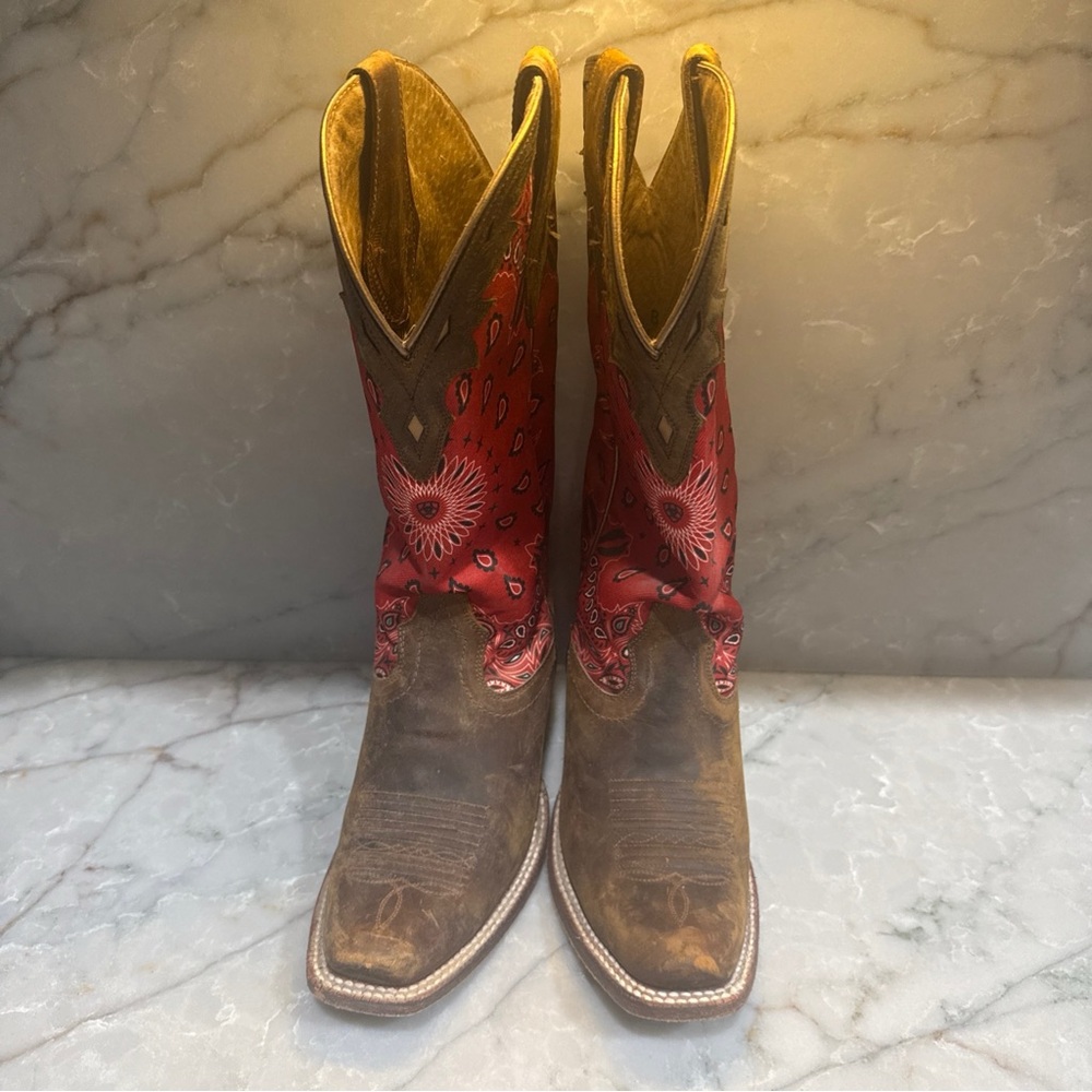 Ariat Red and Brown Heeled Boots - Picture 4 of 6